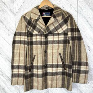 Vintage 70's Wool Jacket Plaid Lined Mens Size 40 Medium Hipster Retro Heritage